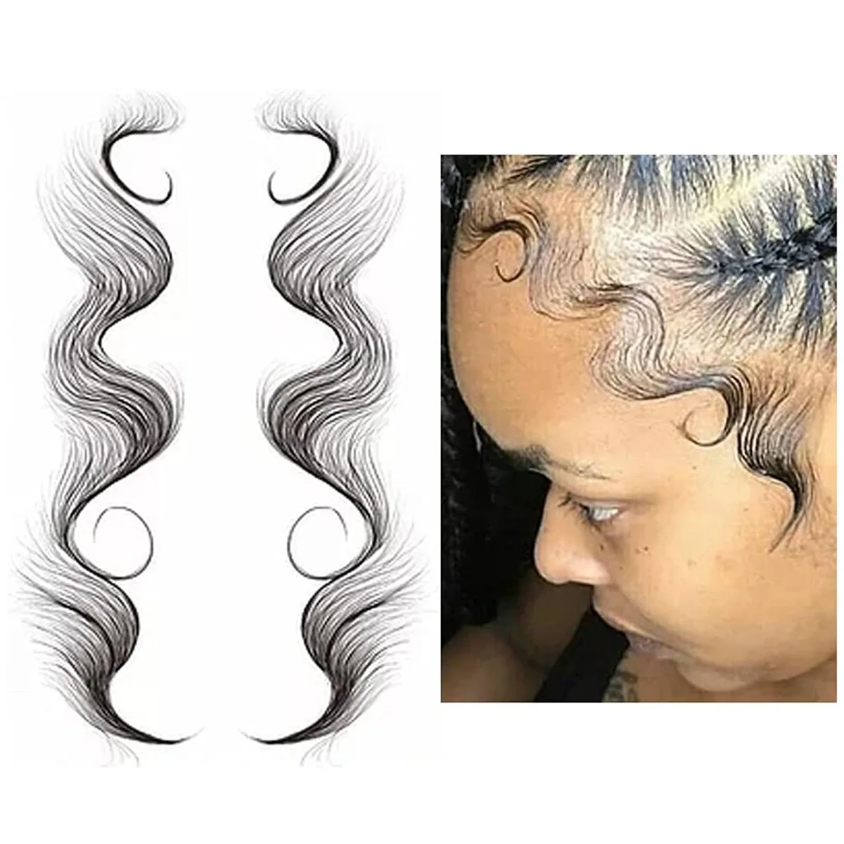 

Temporary Tattoo Fashion Baby Hair Tattoo Stickers Creating Real Baby Hairs Hairline Sticker Sleek Edges Bangs Tattoo Sticker