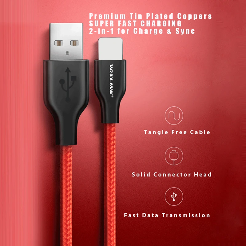 USB кабель VOXLINK 10 шт. в упаковке для iPhone x xr xs 8Plus 8pin зарядки и передачи данных 7 7Plus 6s