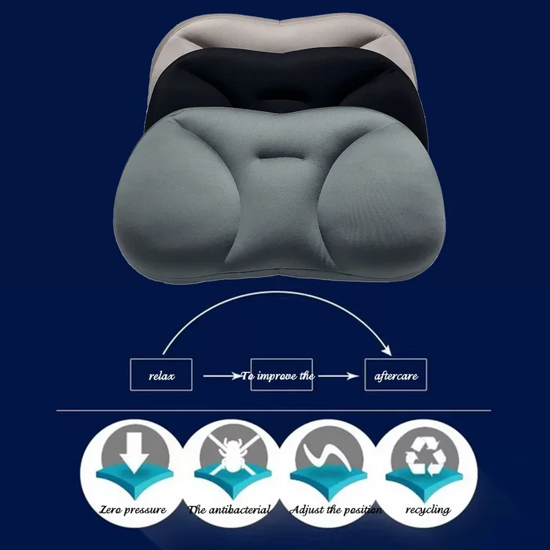 3D подушка эргономичная из пены с памятью моющаяся для шеи путешествий сна микро