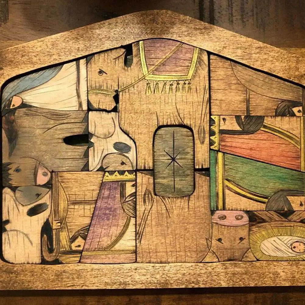 

Wooden Jesus Puzzles Nativity Puzzle With Wood Burned Accessories Decoration Hogard For Kids Home Design Adult O6T1
