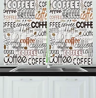 black brown coffee kitchen curtains coffee letterings morning time drink aroma traditional typographic print for kitchen cafe