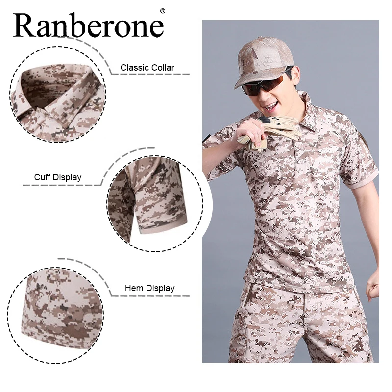 Men Military Style Camouflage Tactical Shirt Breathable Quick Dry Man Shirts Summer Casual Camo Turn-down Collar Top Sportswear