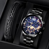 top luxury mens watches stainless steel quartz calendar watch for men business luminous leather male bracelet clock reloj hombre