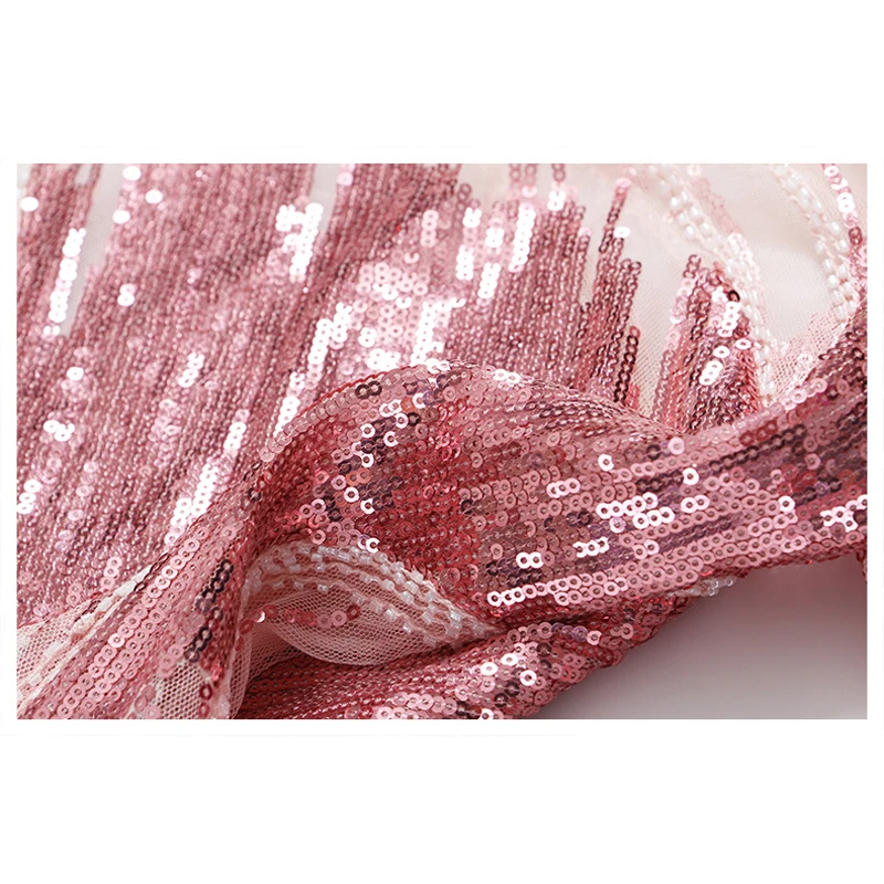 

STREET 2021 HIGH Newest Fashion Designer Blouse Women's Long Sleeve Gauze Embroidery Shimmer Sequined Blouse Top