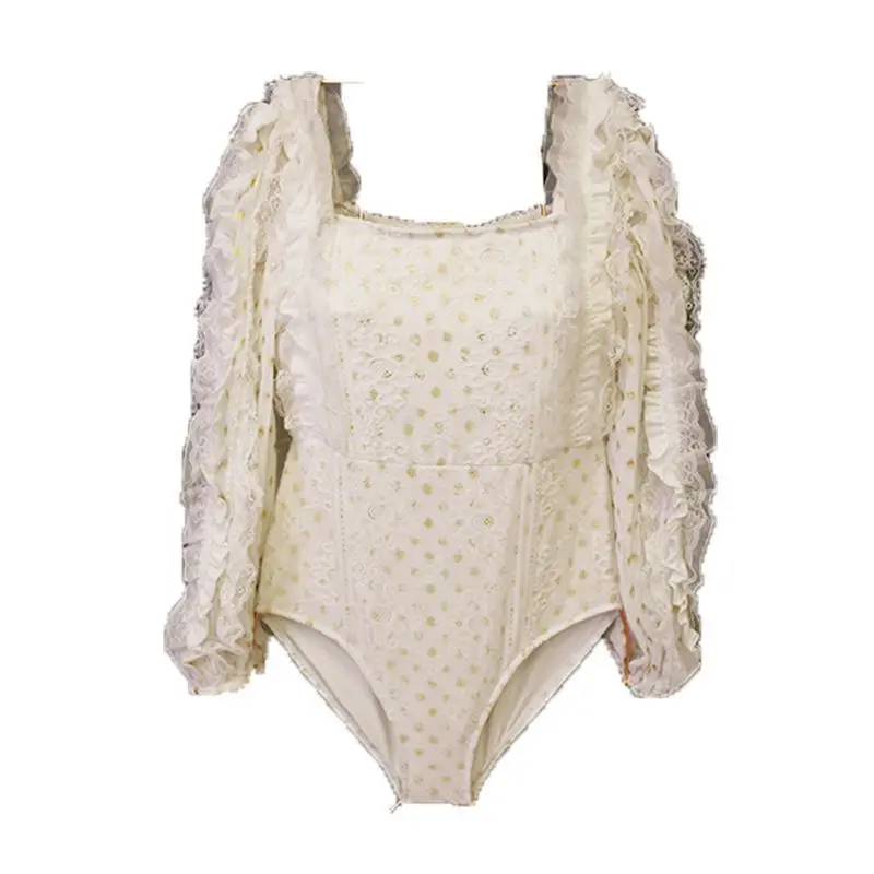 

One Piece Bikini Womens Swim Wear Woman's Swimsuit Trikini Women Rashguard Female New French Sexy Lace Long Swim Wear