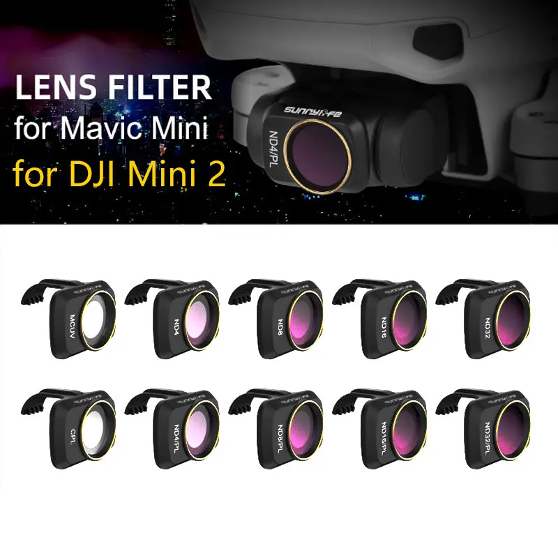 Для DJI Mini 2 Camera Gimbal Lens Filter MCUV CPL ND Sunhood Protector for Mavic Accessories|Наборы аксессуаров для