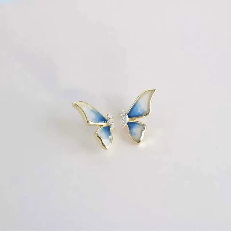 

YC4538E S925 Silver Fashion Delicacy Classical Enamel Stereo Butterfly Earrings GIRL'S Gift Banquet WOMEN'S Jewelry Earrings