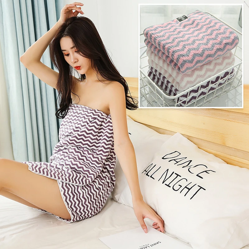 Банное полотенце для взрослых в полоску с бантом красивое оборачиваемое удобное