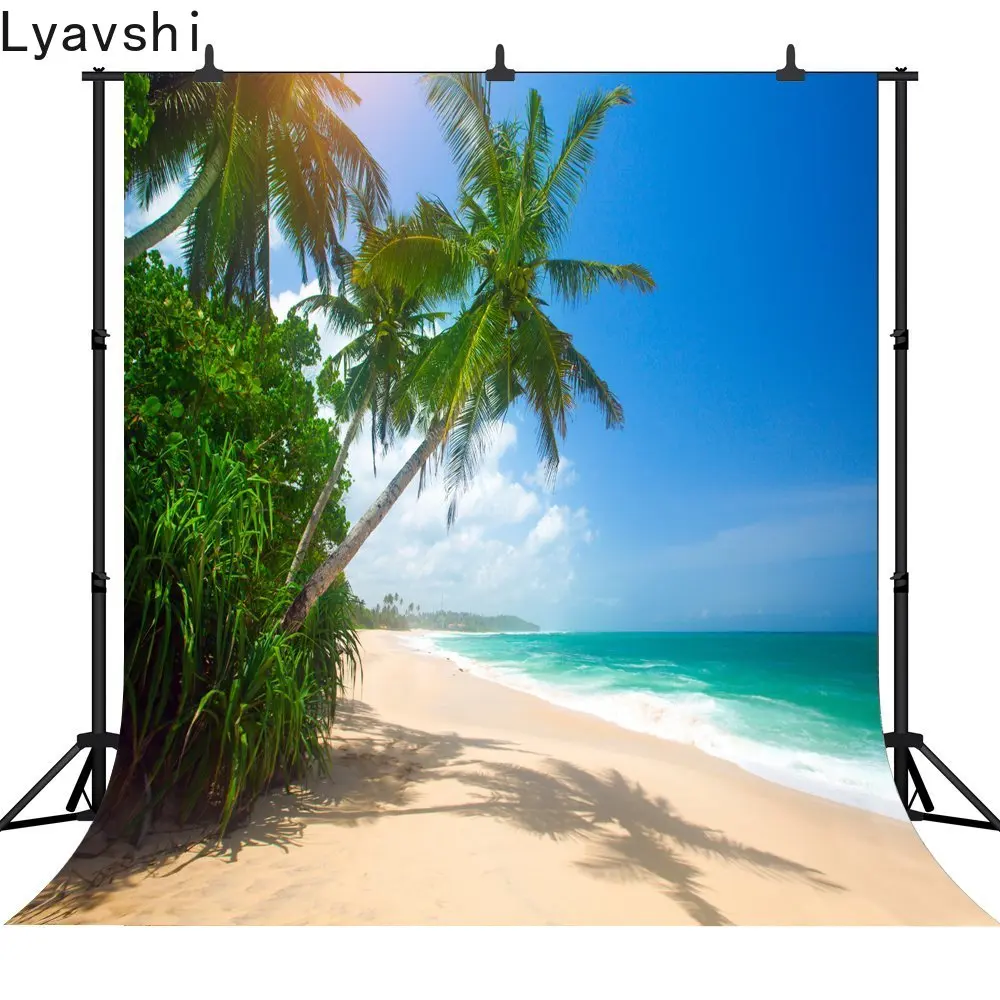 

Lyavshi vinyl photography backdrop Summer blue ocean holiday beach children's new background photocall customize photo printed