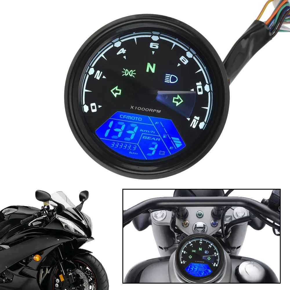 

Motorcycle Panel Speedometer Universal Night vision Dial Odometer LED Multi-function Digital Indicator Tachometer Fuel Meter
