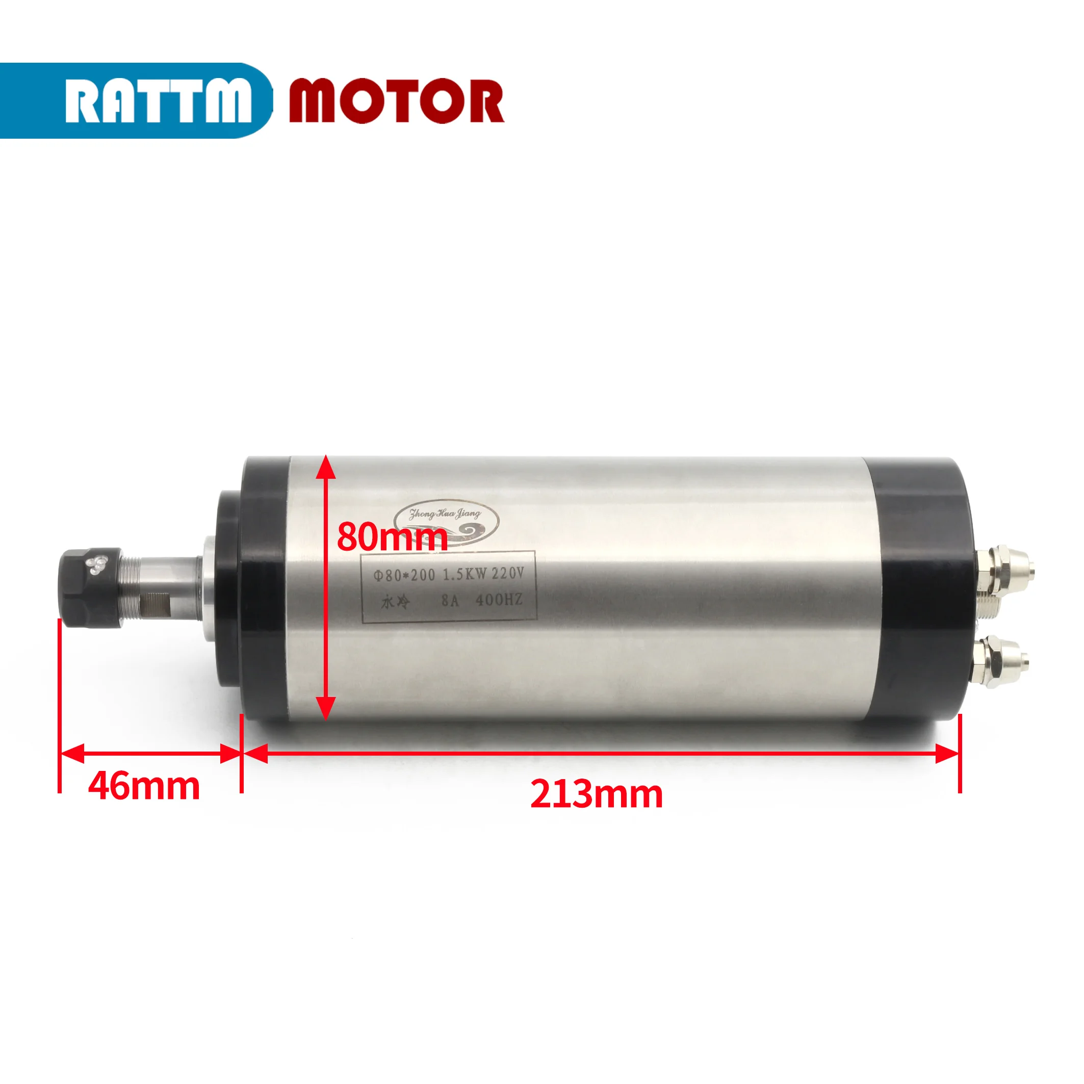 CNC 1.5KW 220 В Водяное охлаждение шпинделя МОТОР ER16 4 подшипник 400 Гц 24000 об/мин для