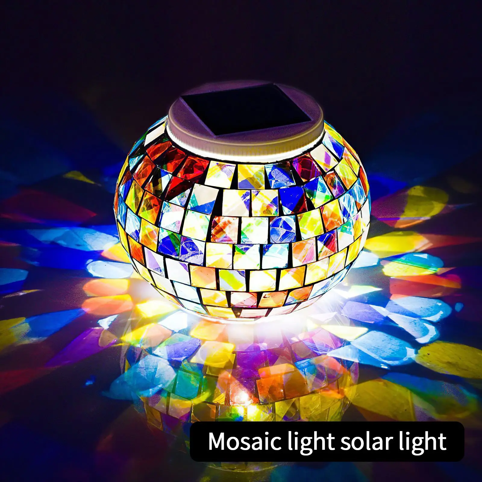

Garden Lamp Outdoor Decorative Art Table LED Lamp Solar Glass Lantern Light Solar-Powered Waterproof RGB Color Changing Glass
