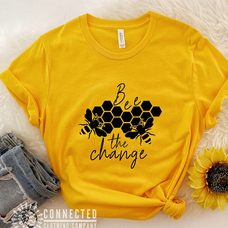 

Соты пчел изменение забавные с принтом пчелы футболки для девочек хлопковая размера плюс футболка с рисунком желтого цвета с черным топом; ...