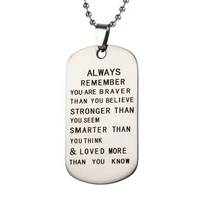 inspirational always remember you are braver necklace letter stainless steel dog tag chain necklace family friends jewelry