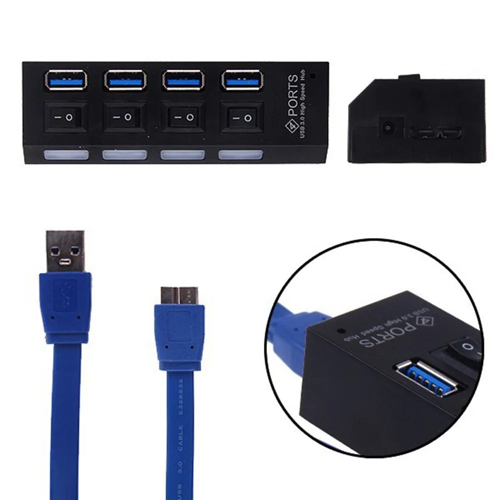 

USB 3.0 Hub 2.0 Hub Multi USB Splitter 4/7 Port Expander Multiple USB 3 Hab Use Power Adapter USB3.0 Hub With Switch For PC