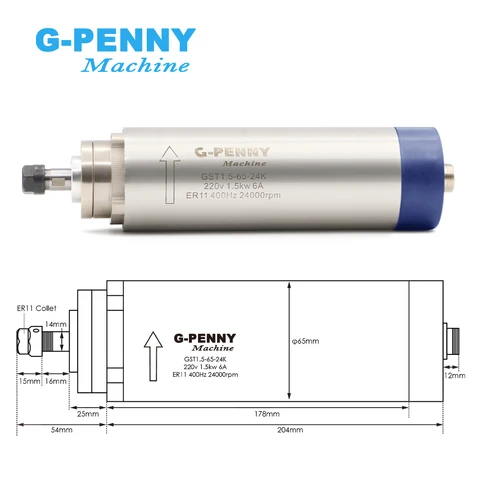 G-PENNY MACHINE 1.5kw ER11 65мм Шпиндель с воздушным охлаждением