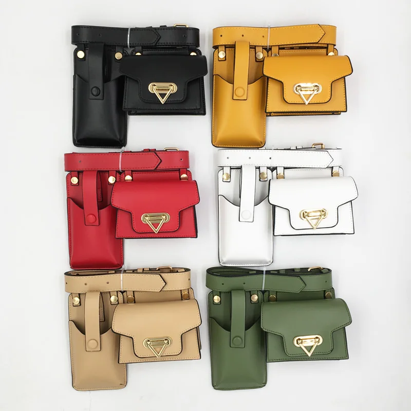 

2PCS Woman Fanny Pack Luxury Waist Pack Fashion Phone Bag Female Designer Chest Bag High Quality Shoulder Crossbody Bag Purse