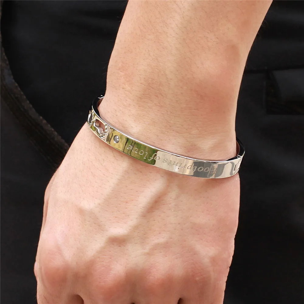 New bracelet synthetic zircon love footprint titanium steel couple | Украшения и аксессуары