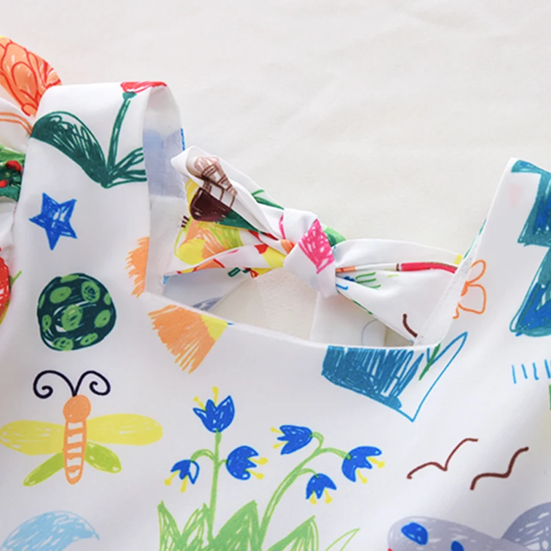 

Girls Summer Graffiti Dress Short Sleeve A-Line Kids Dresses Children Colorful Princess Vestido For Party Clothing