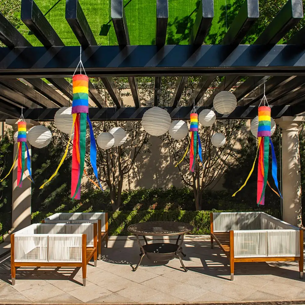 

13x88cm Windsock Rainbow Wind Direction Measurement Outdoor Backyard Campsite Hanging Decoration Lgbt Gay Pride Rainbow Flag