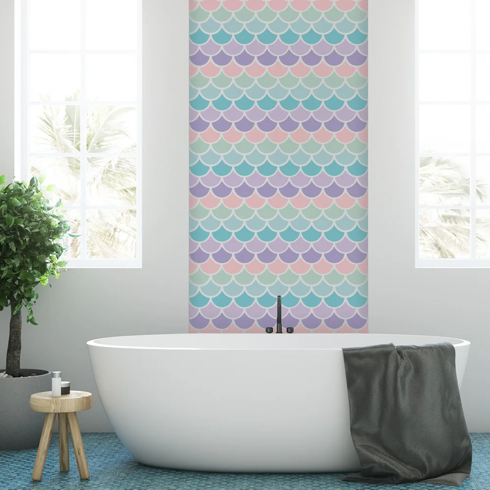 48 шт. в виде рыбьей чешуи наклейки на стену с геометрическим принтом украшения