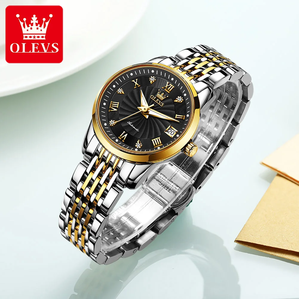 OLEVS Luxury Brand Women Automatic Mechanical Watches Steel Watch Band Watch Waterproof Simple Watch For Women Gift for Women enlarge