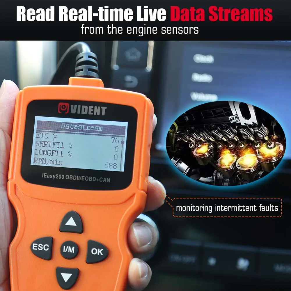 Считыватель кодов VIDENT iEasy200 OBDII/EOBD сканер двигателя OBDII автоматический OBD2 PK ELM327 |