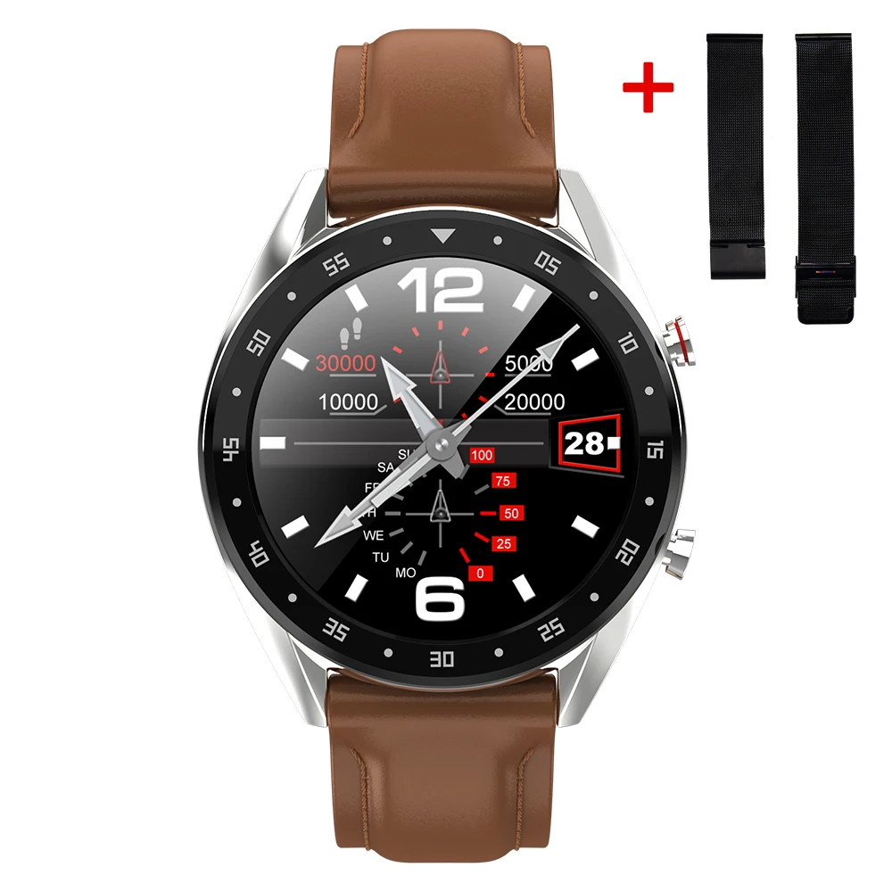 brown add balck Lemado L7 Смарт-часы для мужчин сообщение Push металлический чехол ЭКГ кровяное давление кислорода Smartwatch IP68 300 мАч для Android IOS Телефон - Цвет: brown add balck