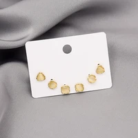 925 silver earrings delicate zircon round triangle square stud earrings for women girls trendy fashion jewelry set