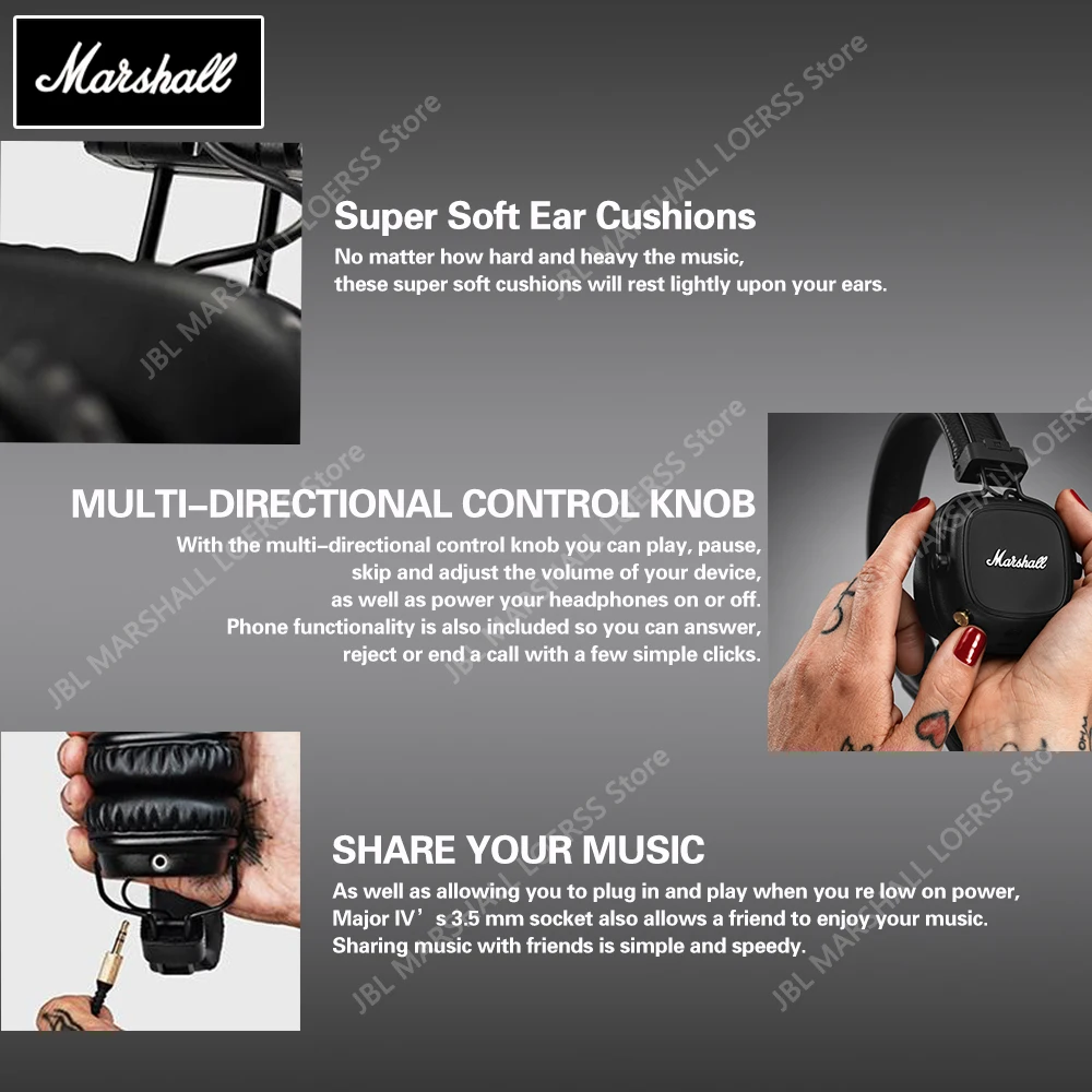 Наушники Marshall MAJOR II с Bluetooth оригинальные беспроводные наушники поп-рок музыка