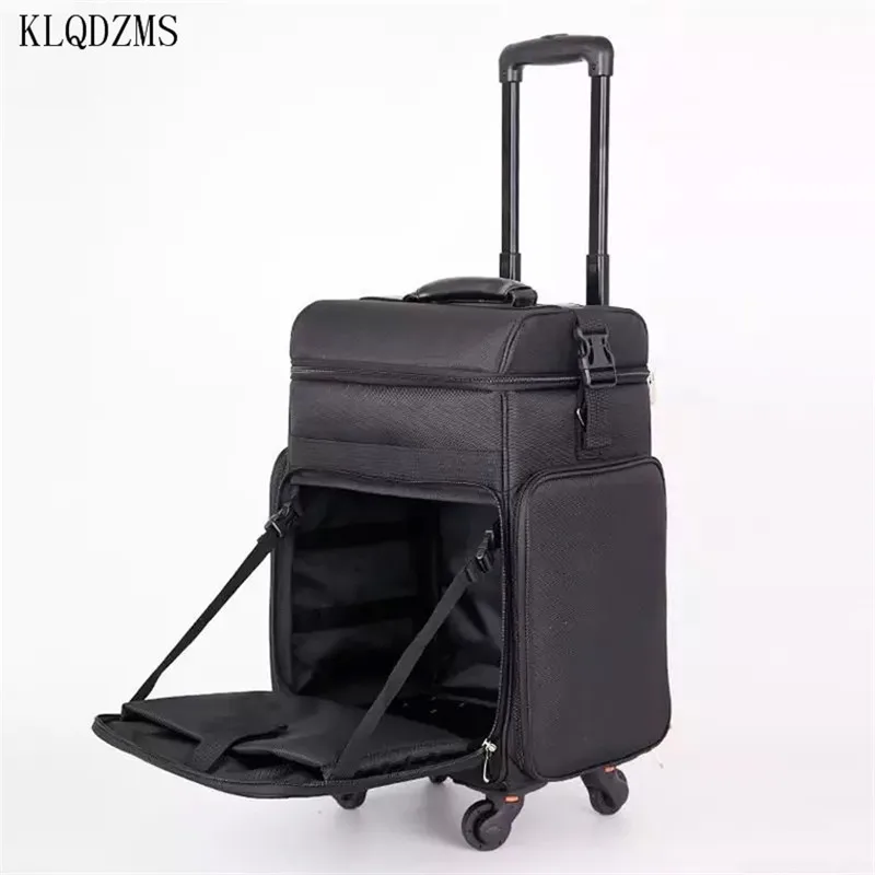 KLQDZMS Detachable Wheeled Rolling Luggage Multifunctional Nail Makeup Tattoo Beauty Case High Quality Oxford Cosmetic Bags