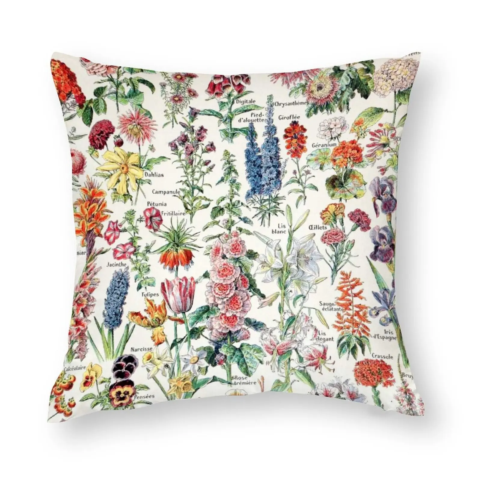 

Adolphe Millot цветы французская винтажная подушка из полиэстера чехол декоративная кровать в стиле бохо Цветочная напольная Подушка квадратная ...