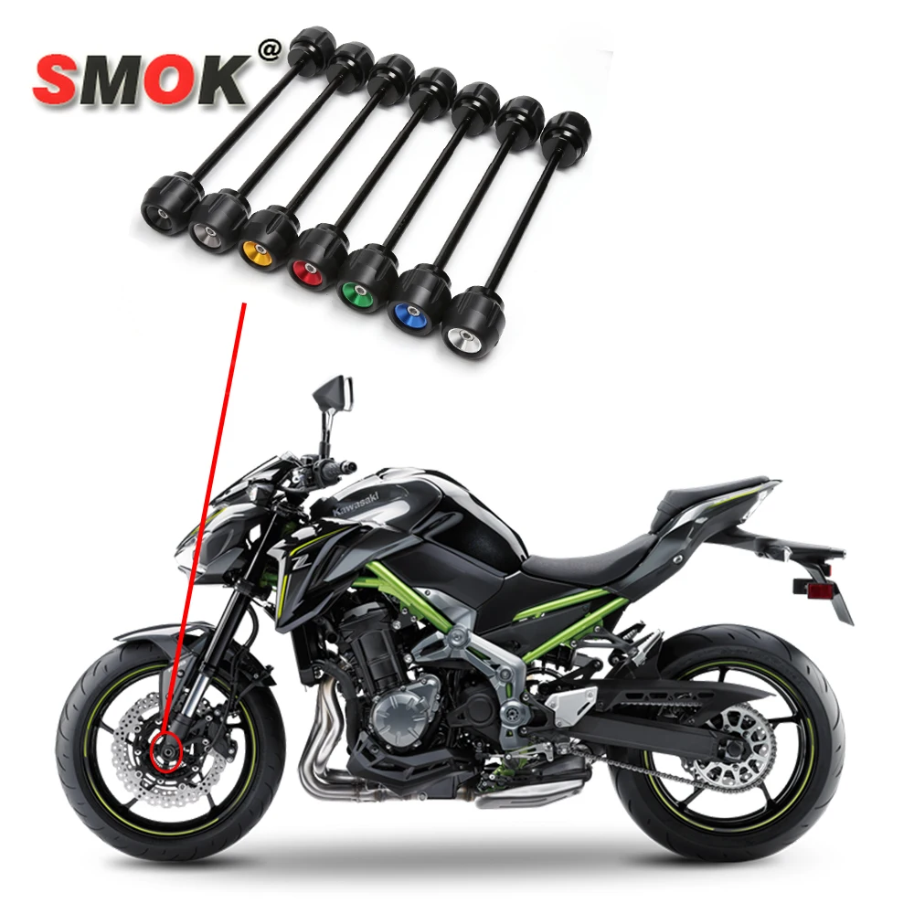 

SMOK Motorcycle Accessories CNC Aluminum Alloy Front Axle Fork Crash Sliders Falling Protection For Kawasaki Z900 2017 2018