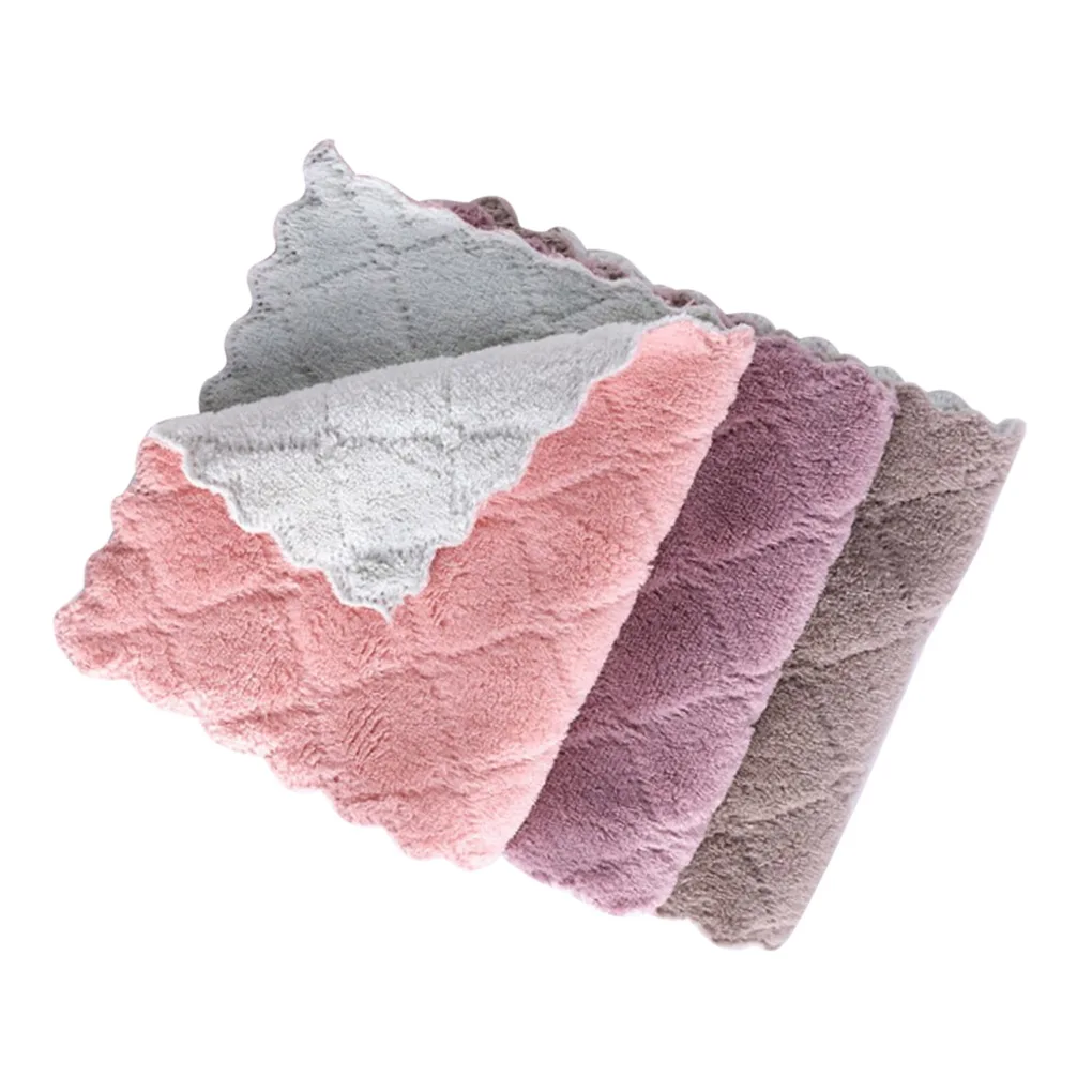 10 шт. Коралловая бархатная ткань для мытья посуды впитывающая воду полотенце в