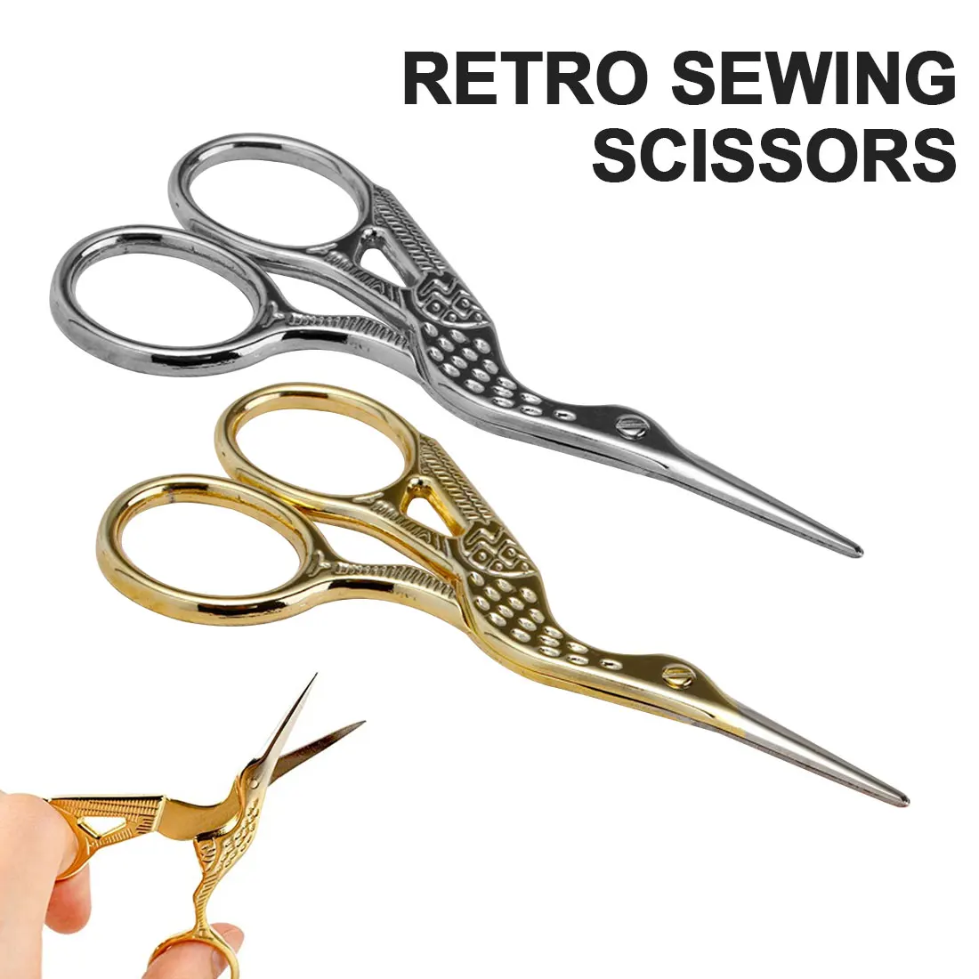 

golden European Retro antique tailor craft style retro household sewing tools crane crafts DIY cross stitch scissors