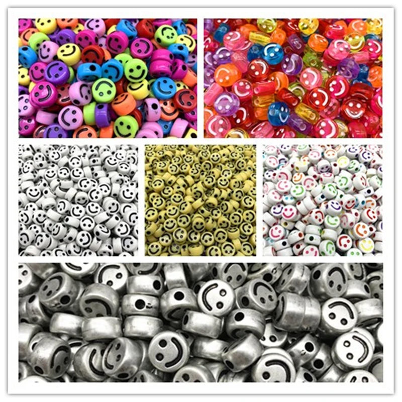

20pcs 10mm Smiley face Acrylic Clay Shape Spacer Beads For DIY Handmade Jewelry Craft Accessories