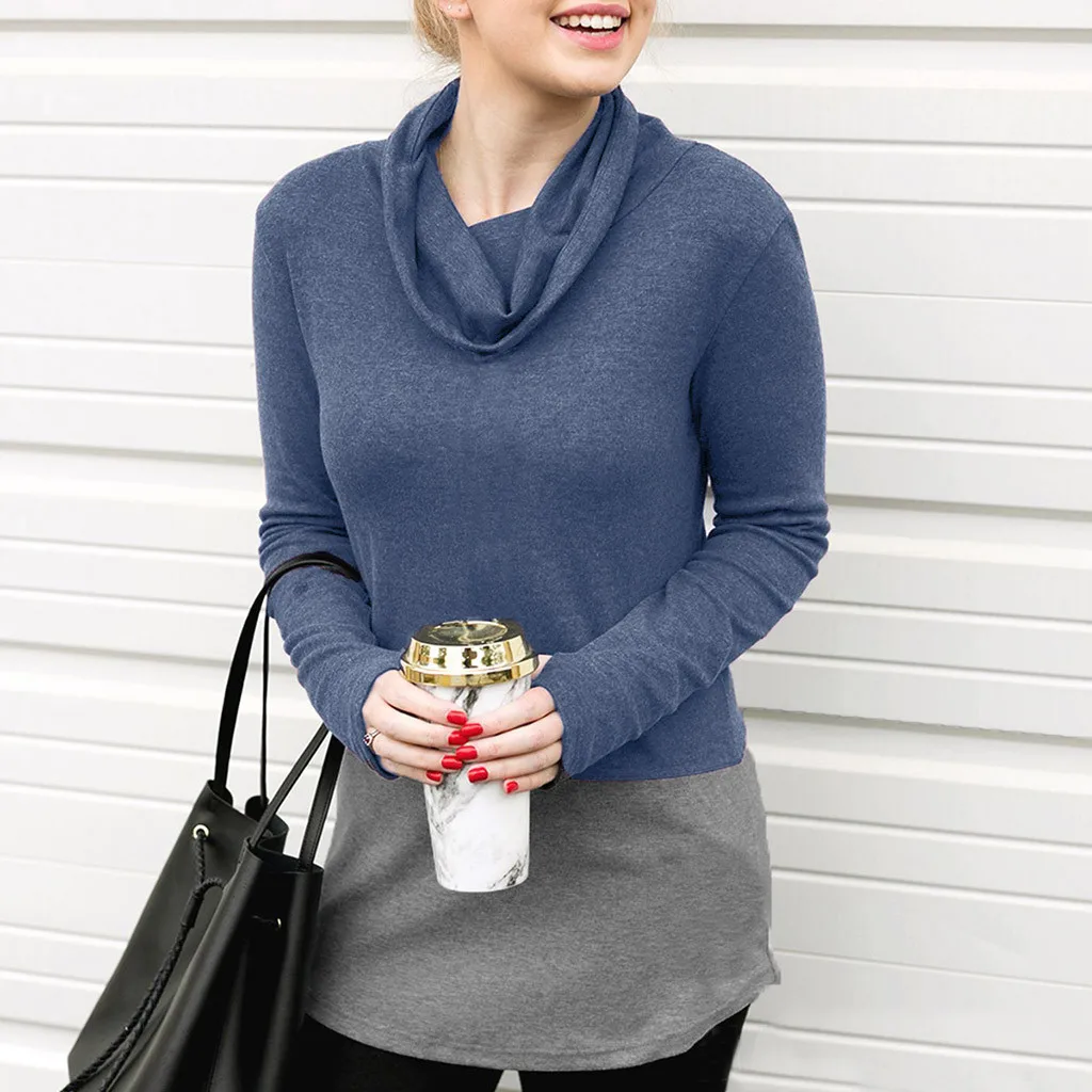

Womens Autumn Winter Casual Long Sleeve Tops Patchwork Shirts Loose female shirts shirts women 2021