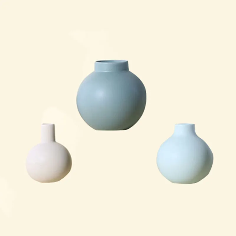 

Nordic modern Ceramic Flower Vase Round ball shape spot warm and peace Home decorative artist design handcraft gift for friends