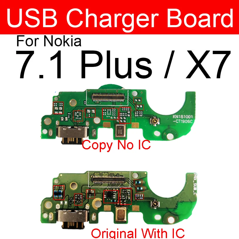 Микрофон Usb зарядное устройство разъем плата для Nokia 7 Plus 1 X7 2 зарядный порт док