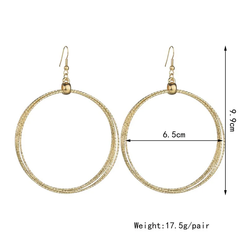 

Dangle Big Round Earrings Women Charm Gold Classic Trendy Wedding Daily Fashion Gift Jewelry Hoops Elegant Delicate Silver Black