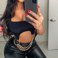 2021 summer solid color crop top women sexy sling sleeveless bodycon chain backless tank tops casual cool streetwear short tee