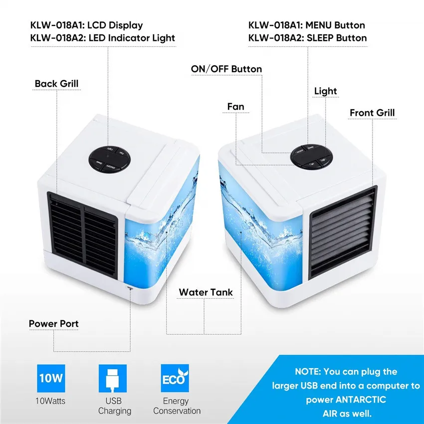 2019 USB Mini Portable Air Conditioner Humidifier Purifier 7 Colors Light Desktop Cooling Fan Cooler for Office Home | Бытовая техника