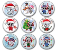 happy new year glass cabochonyear of the rat christmas mouse round photo glass cabochon demo flat back making findings