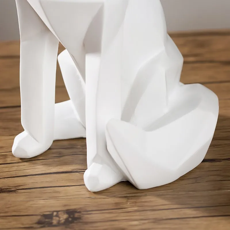 

Aanimal Figurine Sculpture Creative Modern Abstract Fox Statues Sculptures Geometric for Home Decorations Bar Cafe Gifts White