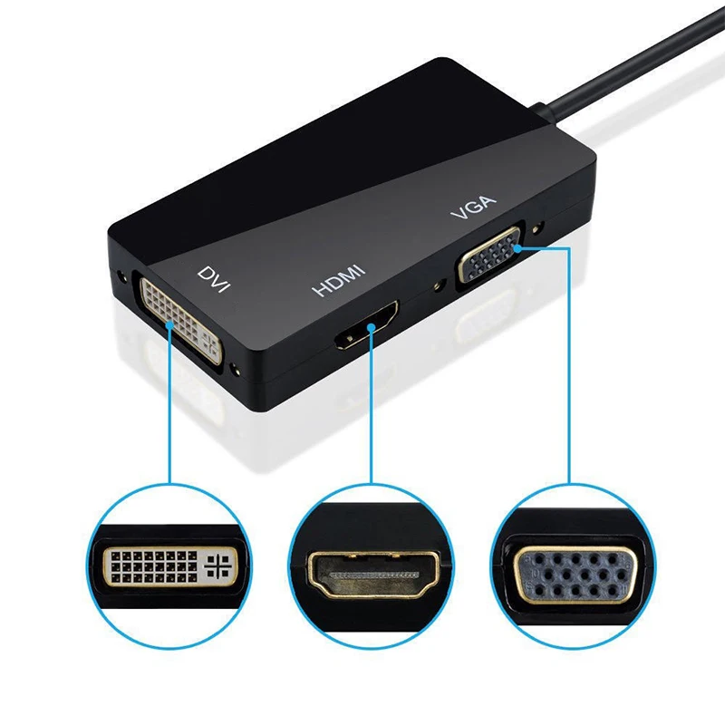 Мини DP до 1080P HDMI DVI VGA адаптер 3 в 1 концентратор Mini DisplayPort видео конвертер кабель для