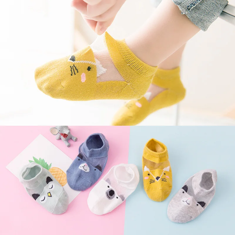 

Newborn baby socks Summer cotton thin boy and girl baby spring and autumn girl baby mesh boat socks crystal ice socks