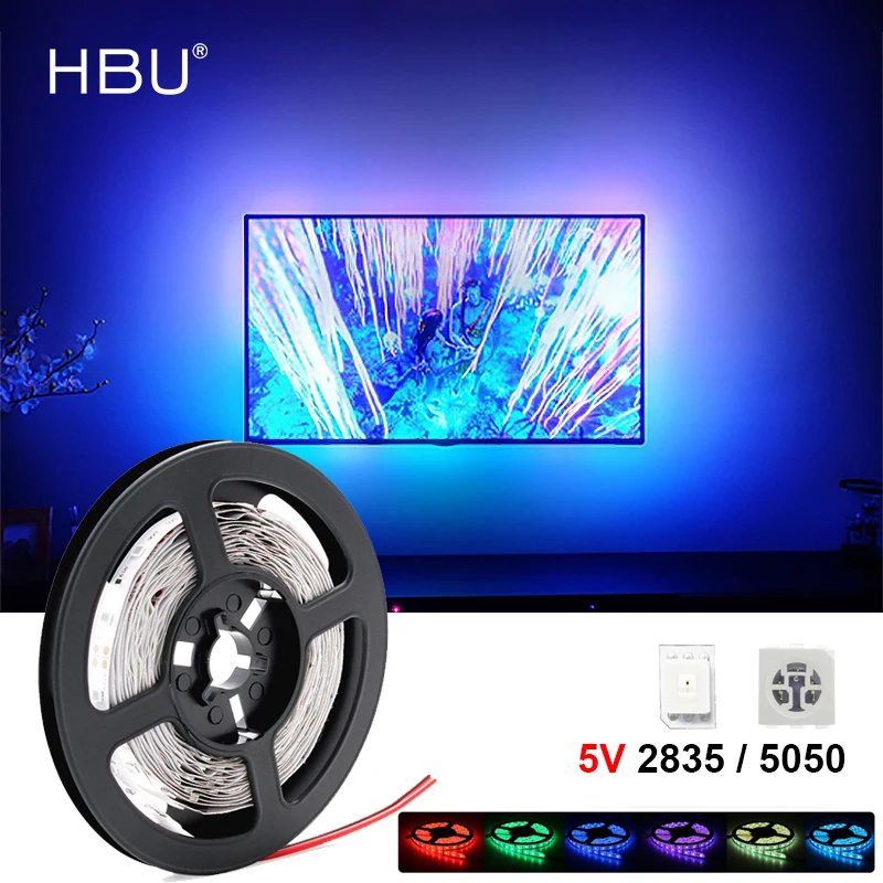 

Светодиодная лента USB 2835SMD, 5 В, Диодная лента RGB 0,5 м, 1 м, 2 м, 3 м, гибкая неоновая лента для подсветки телевизора, подсветки экрана ПК, фосветиль...
