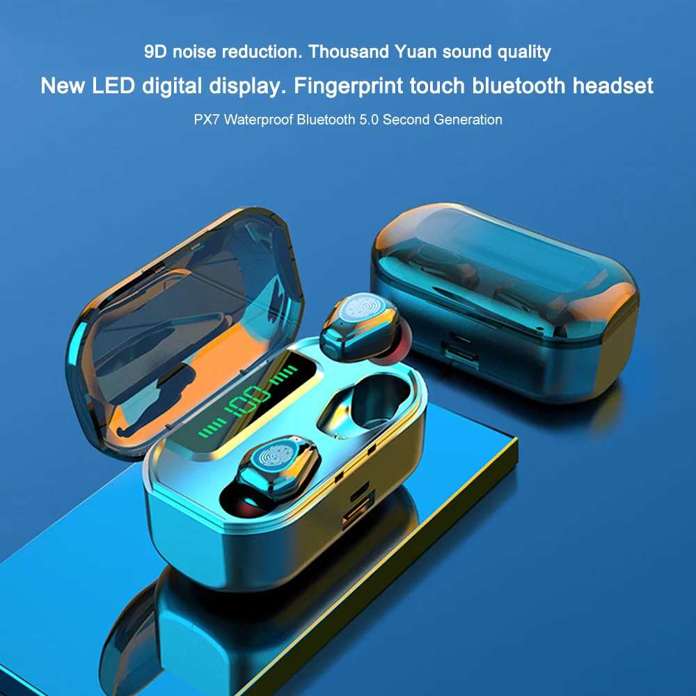 Светодиодный Bluetooth 5 0 наушники KEBIDU 3500 мАч беспроводные гарнитура TWS