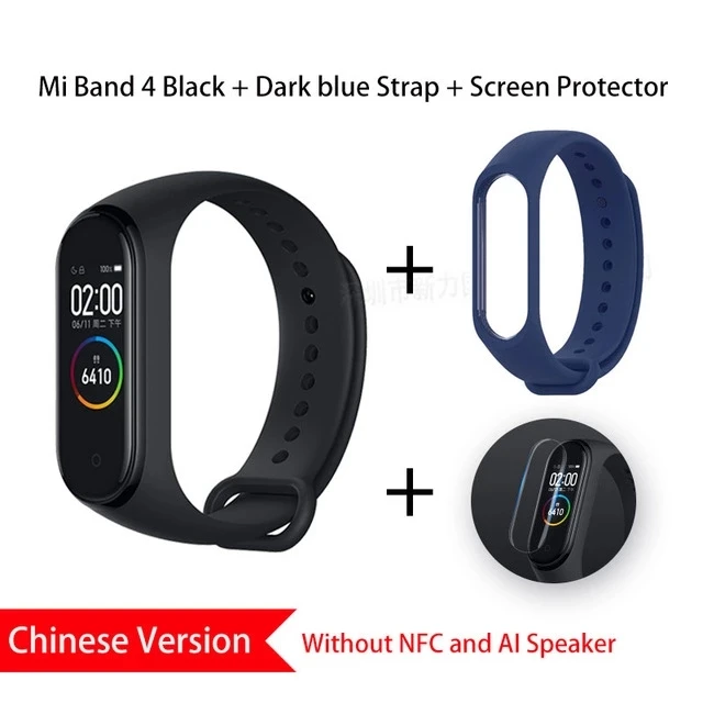 CN add Dark Blue Xiaomi mi Band 4 глобальная Версия смарт-браслет mi band 4 браслет сердечного ритма фитнес цветной экран Bluetooth 5,0 китайская версия - Цвет: CN add Dark Blue