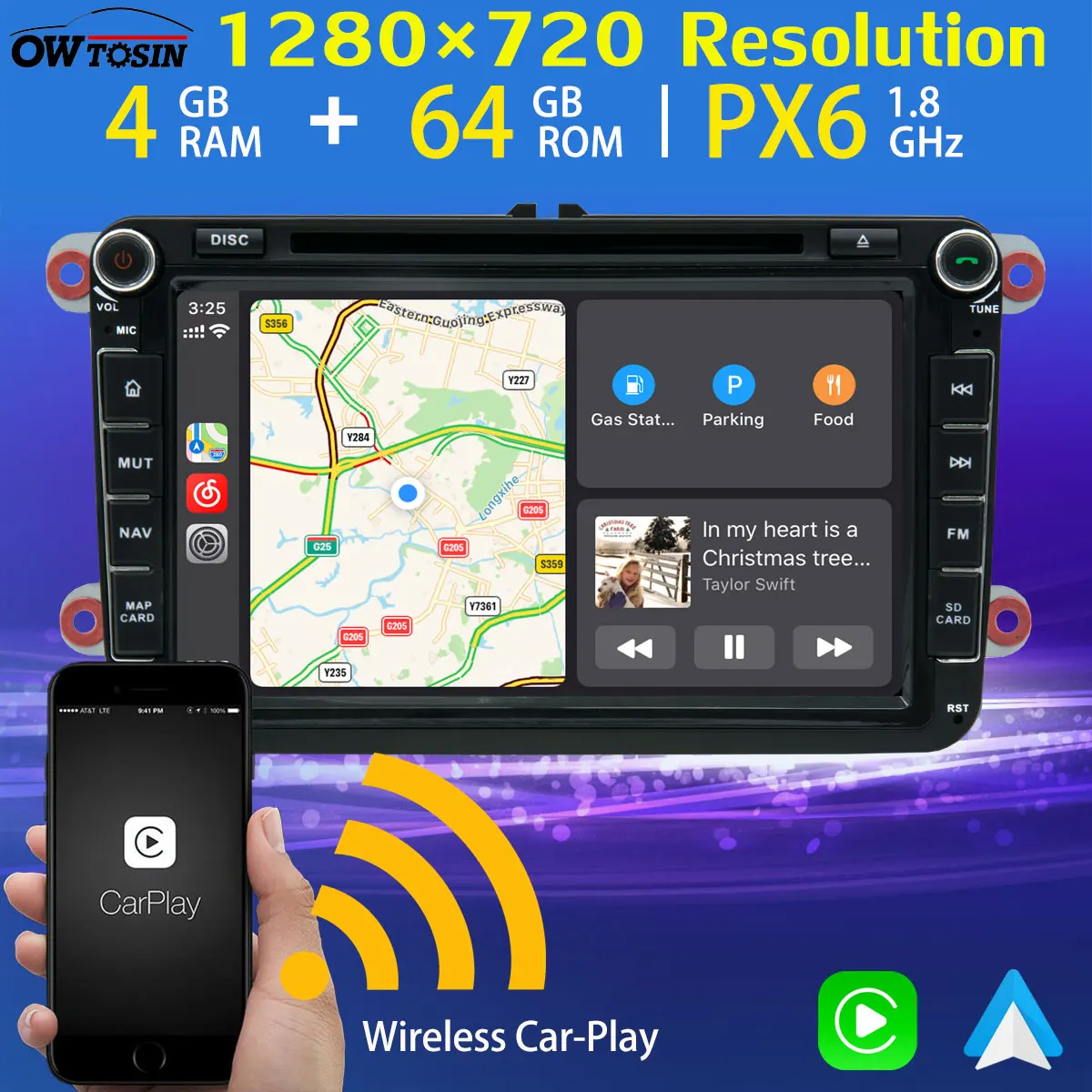 Автомобильный DVD плеер 8 дюймов мультимедийный на Android 10 0 1280*720P с GPS для Volkswagen Passat